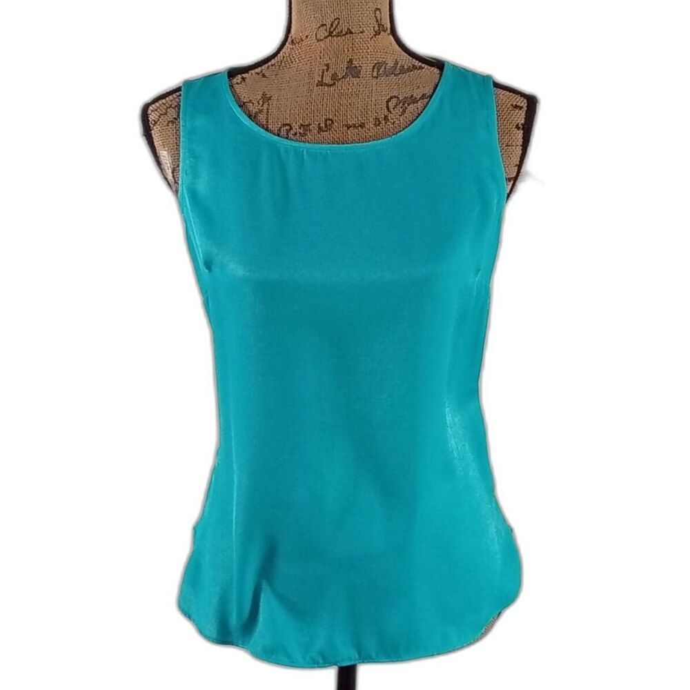 The Limited Top XS‎ Turquoise Hi Low Sleeveless Shimmer Blouse Shell